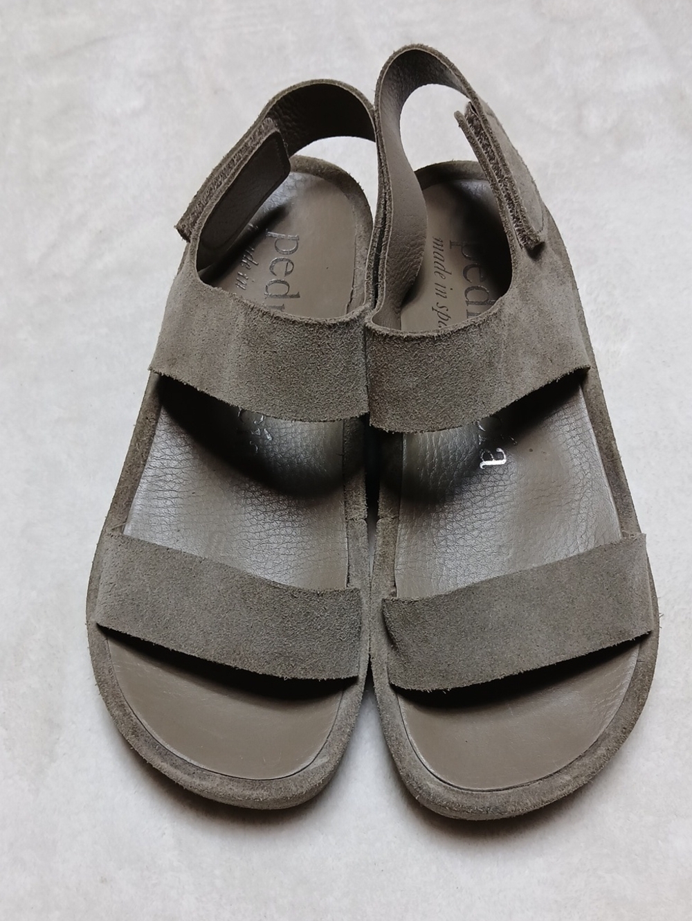 Pedro Garcia Taupe Suede Two-Strap Womas Sandals Size 39